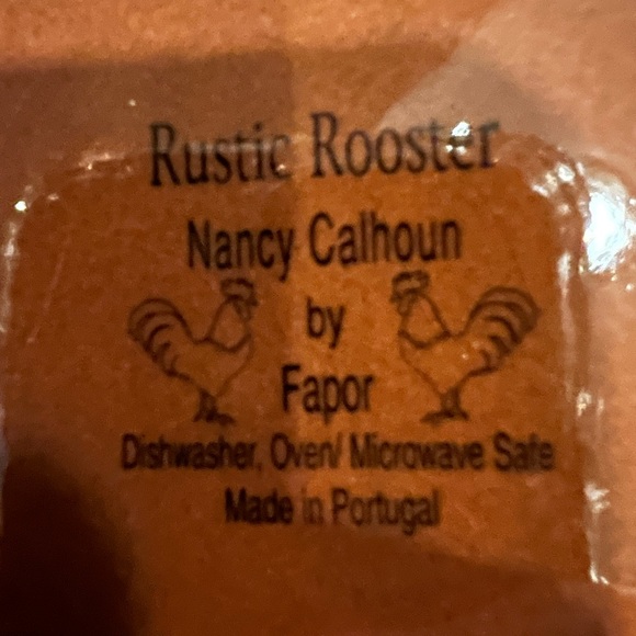 Vintage “Rustic Rooster” 8” diameter Plate by Nancy Calhoun. Made in Portugal - Picture 7 of 8